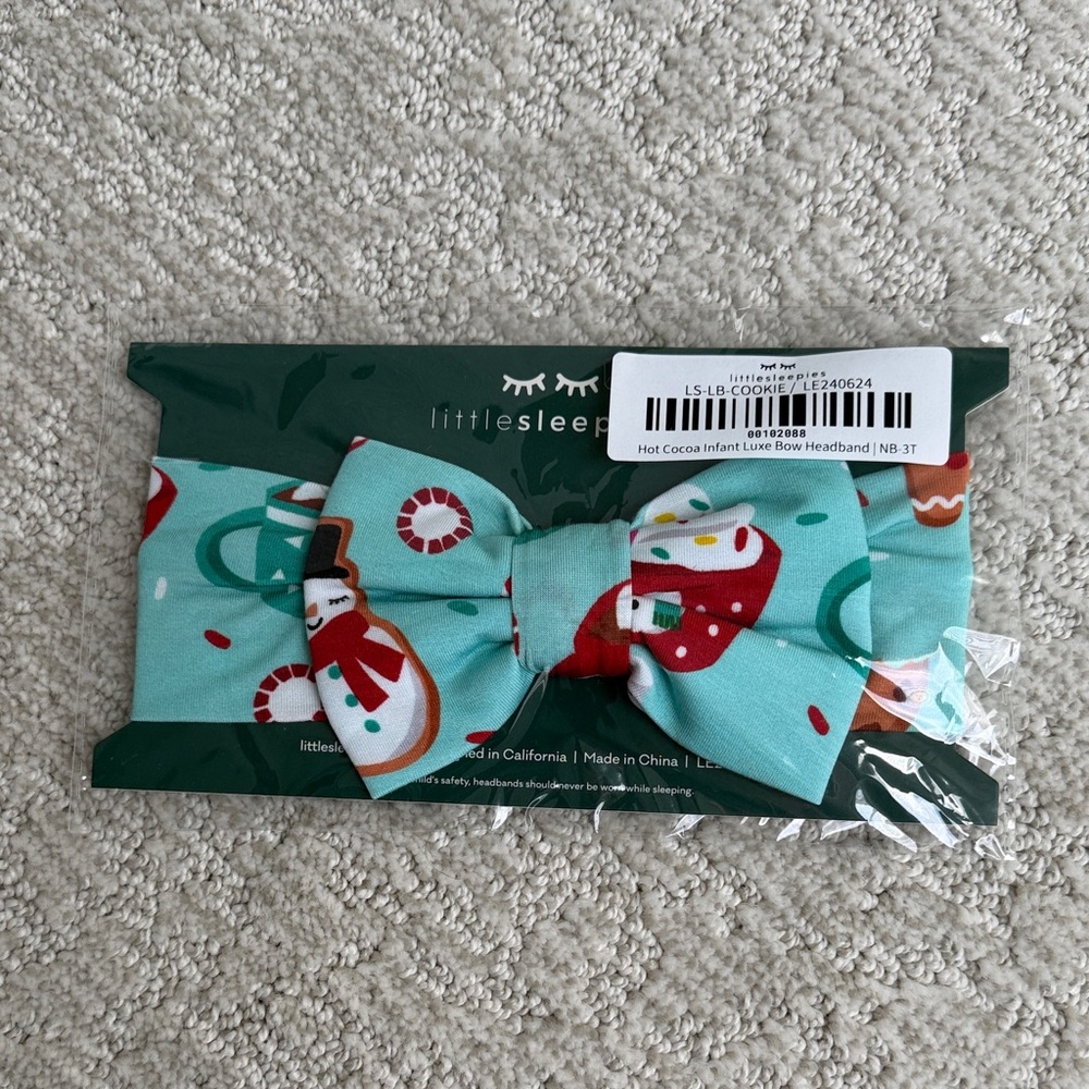 NWT Little Sleepies Peppermint Mocha Luxe Bow Headband